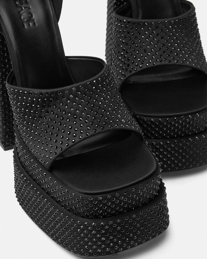 Women Versace Medusa Aevitas Platform Sandals 6D2D06425 Black Shoe