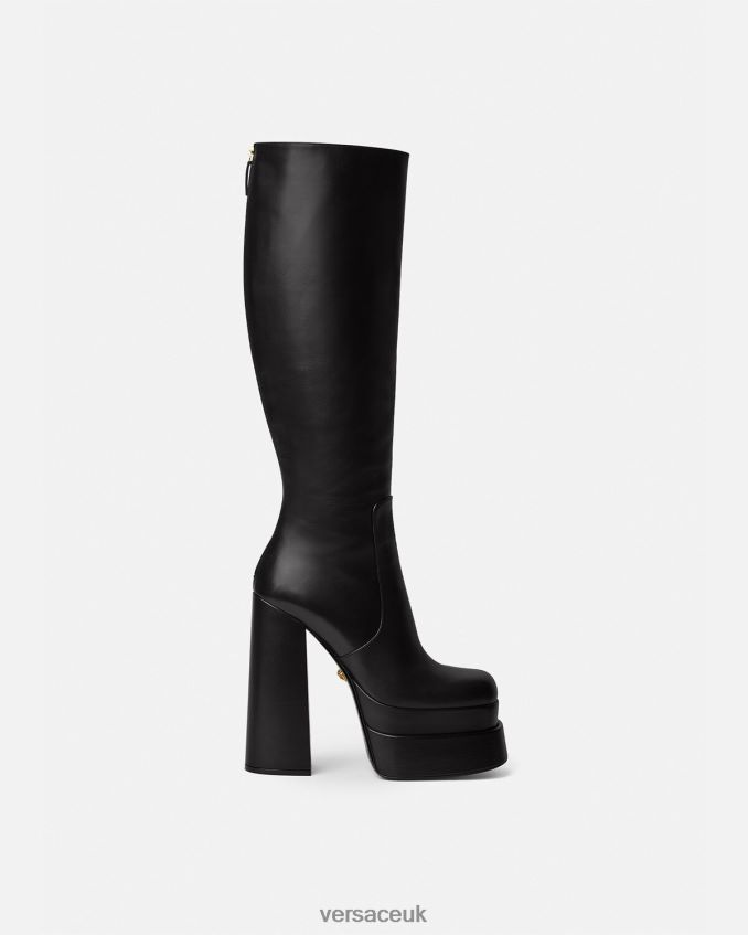 Women Versace Aevitas Platform Knee-High Boots 6D2D06477 Black Shoe