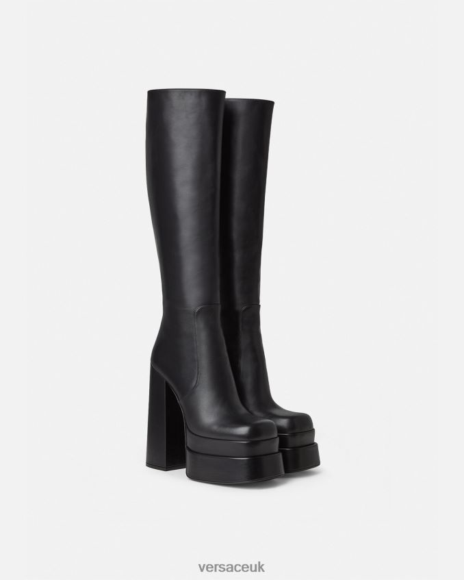 Women Versace Aevitas Platform Knee-High Boots 6D2D06477 Black Shoe