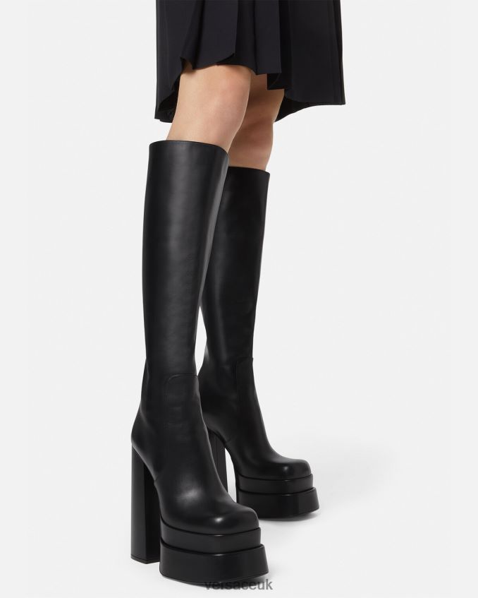 Women Versace Aevitas Platform Knee-High Boots 6D2D06477 Black Shoe