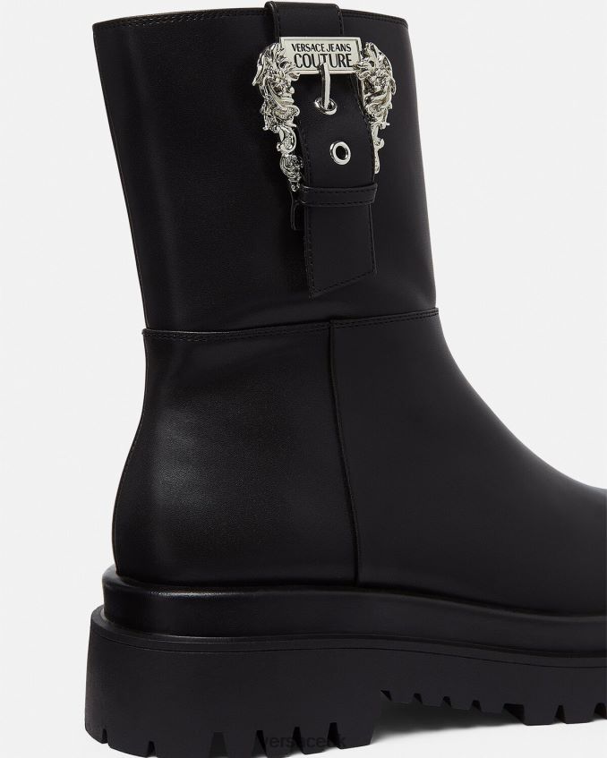 Women Versace Drew Baroque Buckle Ankle Boots 6D2D062271 Black Shoe