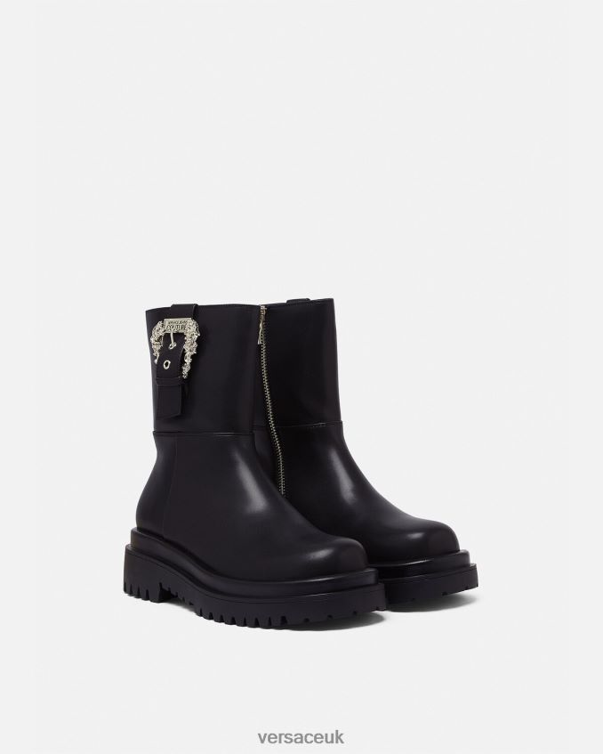 Women Versace Drew Baroque Buckle Ankle Boots 6D2D062271 Black Shoe