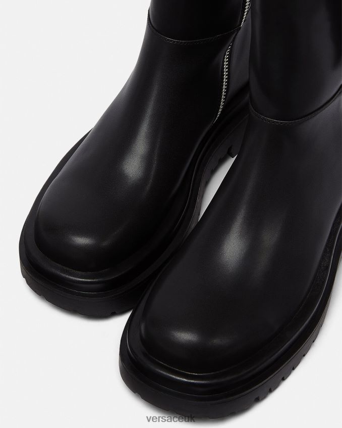 Women Versace Drew Baroque Buckle Ankle Boots 6D2D062271 Black Shoe