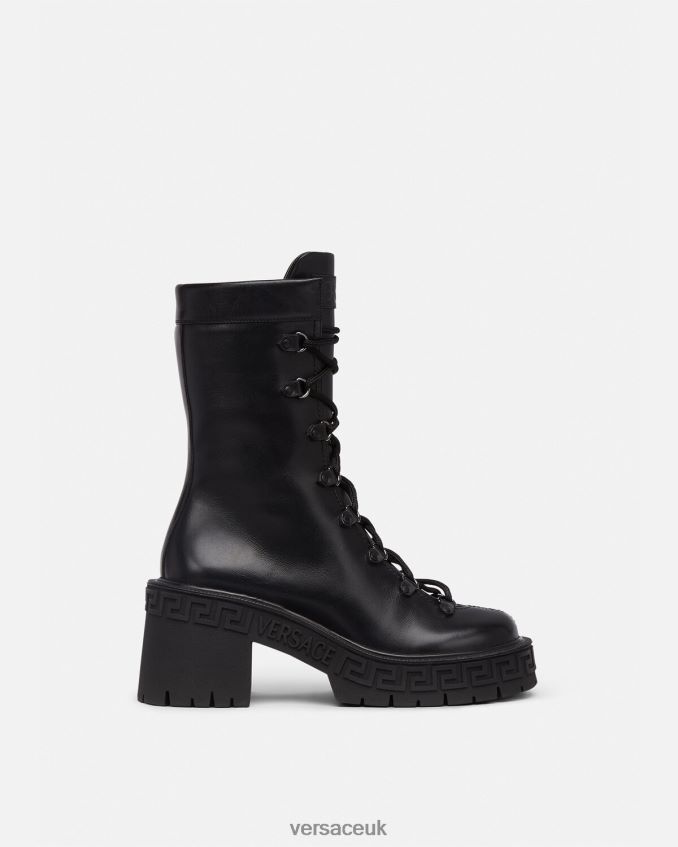 Women Versace Greca Platform Combat Boots 6D2D06480 Black Shoe