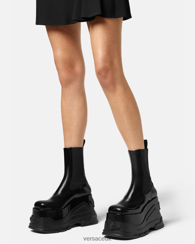 Women Versace Medusa Anthem Platform Boots 6D2D06474 Black Shoe