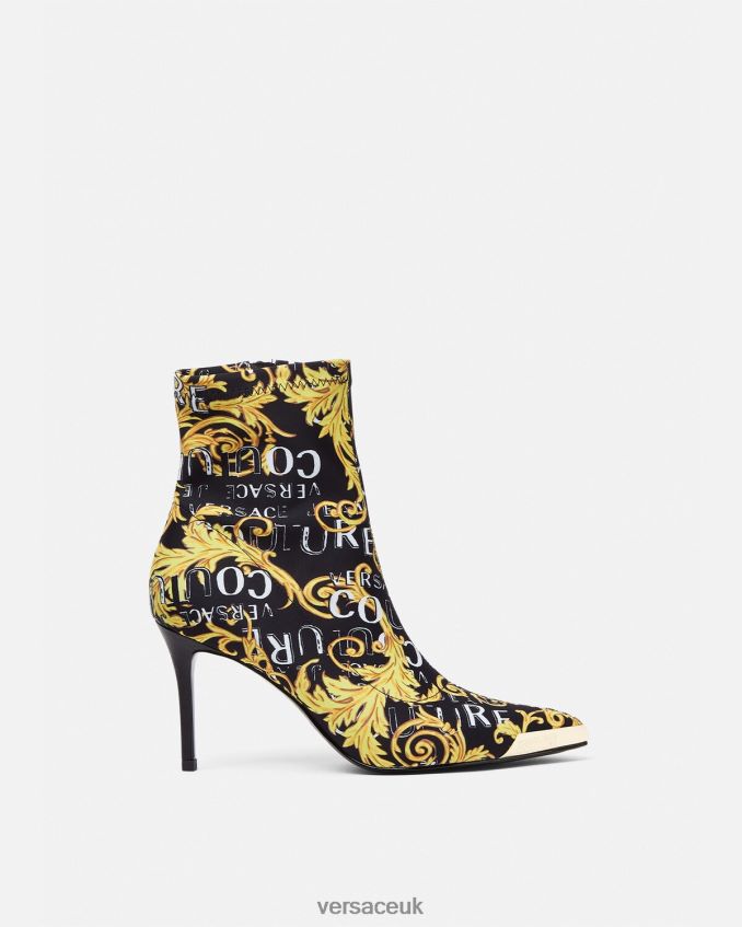 Women Versace Scarlett Logo Couture Boots 6D2D062306 Black & Gold Shoe