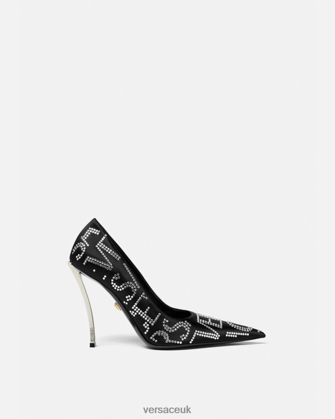 Women Versace Allover Pin-Point Pumps 6D2D06403 Black Shoe