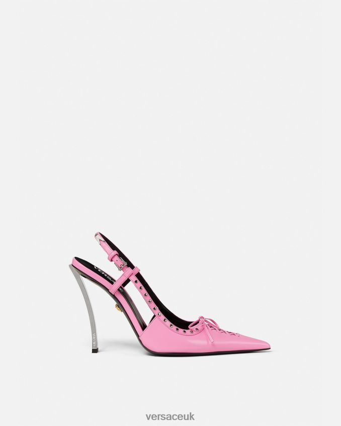 Women Versace Laced Pin-Point Slingback Pumps 6D2D06389 Pink Shoe