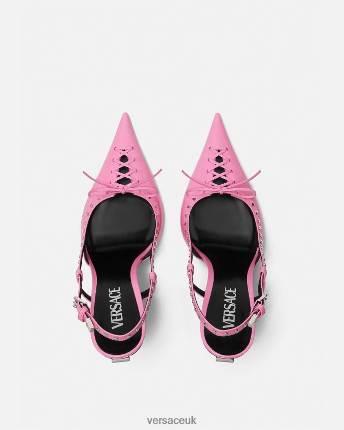 Women Versace Laced Pin-Point Slingback Pumps 6D2D06389 Pink Shoe