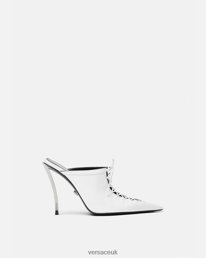 Women Versace Pin-Point Mules 6D2D06392 White Shoe