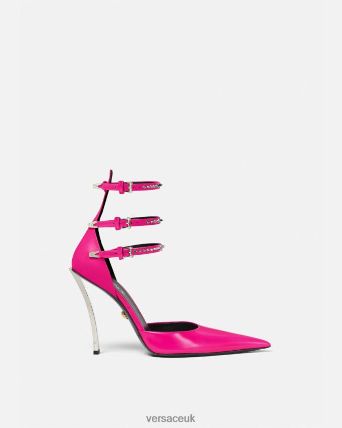 Women Versace Spiked Pin-Point Pumps 6D2D06400 Fuchsia Shoe
