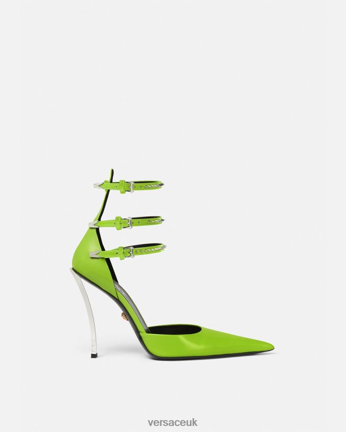 Women Versace Spiked Pin-Point Pumps 6D2D06401 Green Shoe