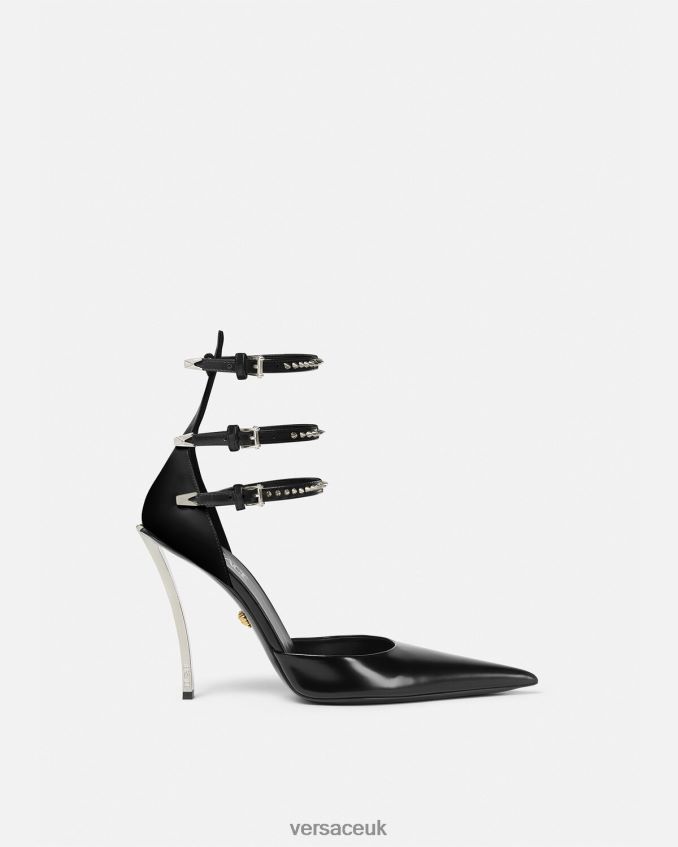 Women Versace Spiked Pin-Point Pumps 6D2D06402 Black Shoe