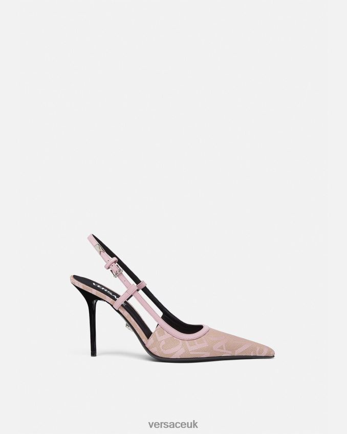 Women Versace Allover Sling-Back Pumps 6D2D06482 Pink Shoe