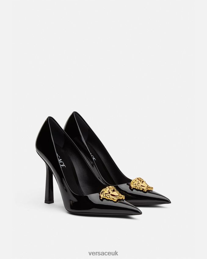 Women Versace La Medusa Patent Leather Pumps 6D2D06488 Black Shoe