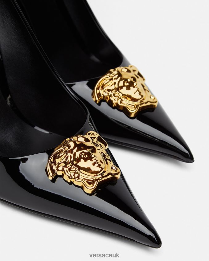 Women Versace La Medusa Patent Leather Pumps 6D2D06488 Black Shoe