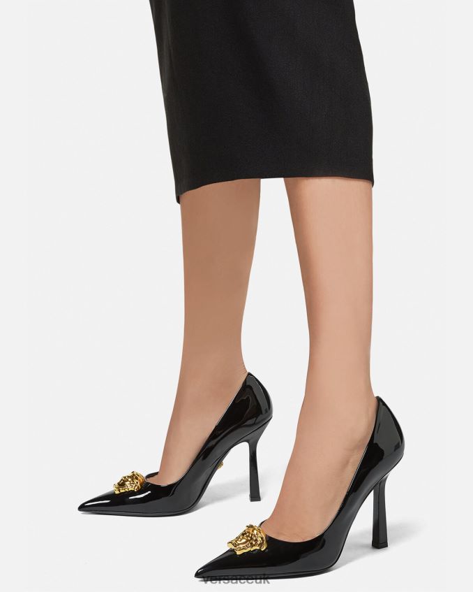 Women Versace La Medusa Patent Leather Pumps 6D2D06488 Black Shoe