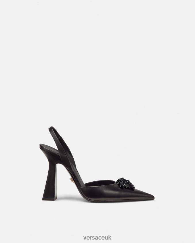 Women Versace La Medusa Sling-Back Pumps 6D2D06489 Black Shoe