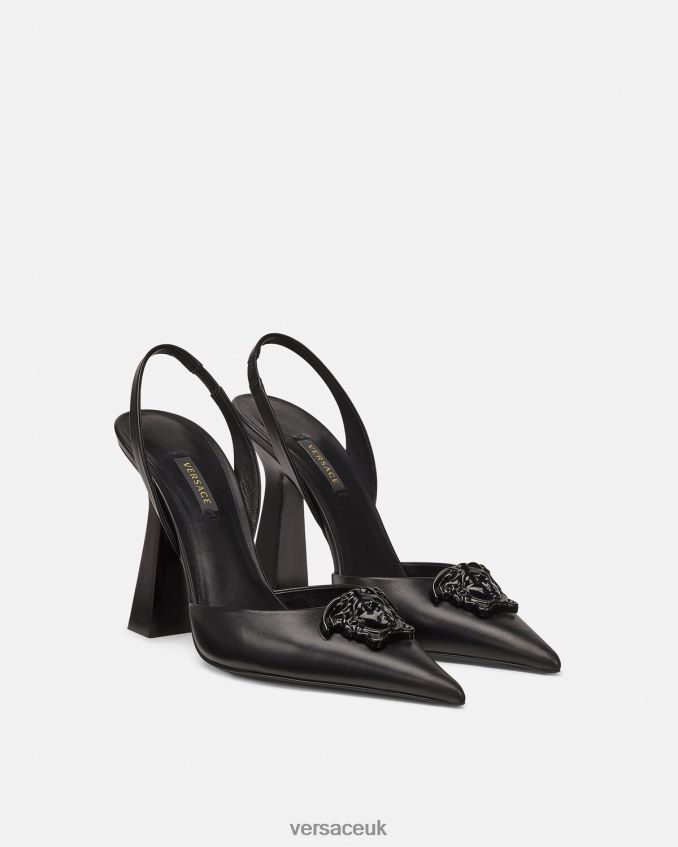 Women Versace La Medusa Sling-Back Pumps 6D2D06489 Black Shoe