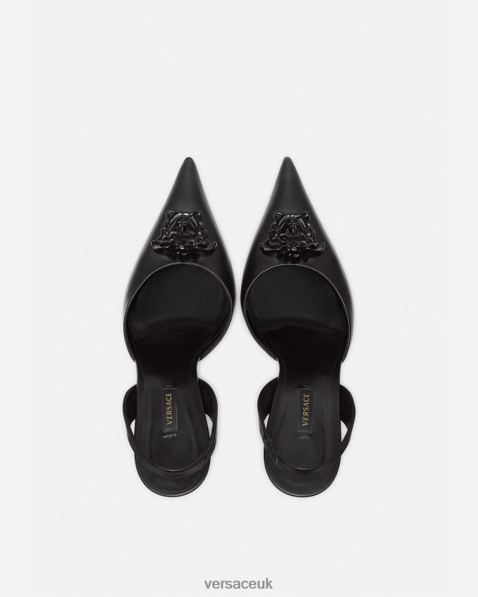 Women Versace La Medusa Sling-Back Pumps 6D2D06489 Black Shoe