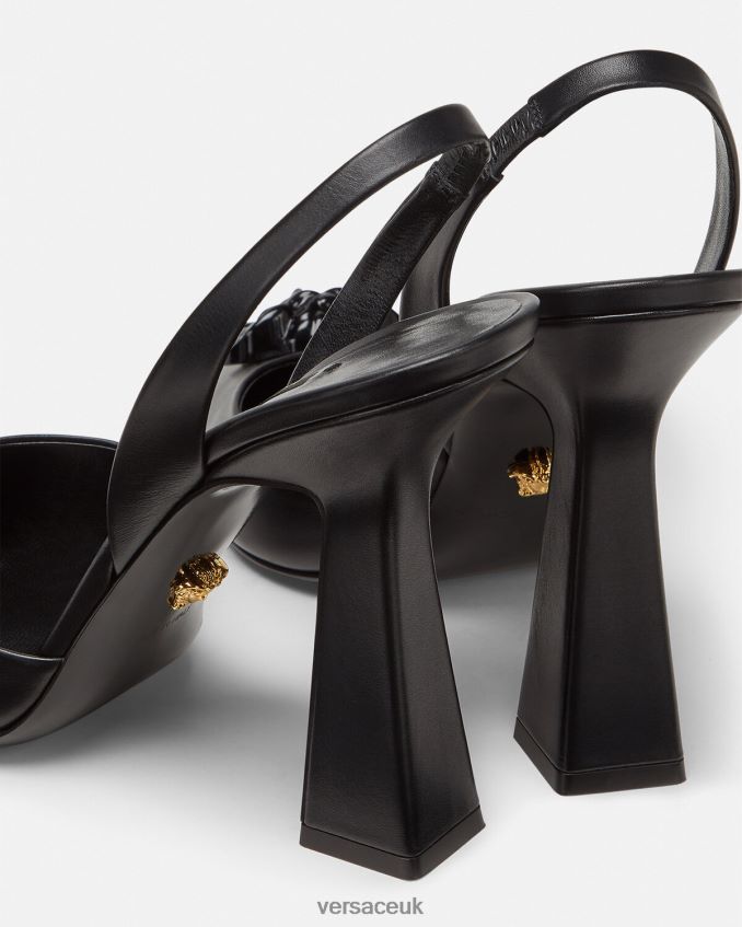 Women Versace La Medusa Sling-Back Pumps 6D2D06489 Black Shoe
