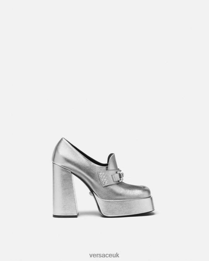 Women Versace Medusa '95 Metallic Platform Pumps 6D2D06483 Gray Shoe