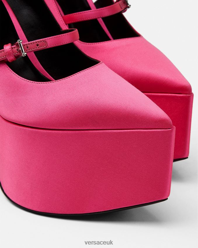 Women Versace Tempest Satin Platform Pumps 6D2D06495 Fuchsia Shoe