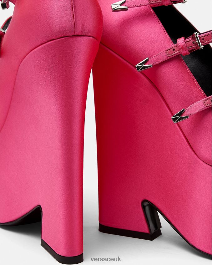 Women Versace Tempest Satin Platform Pumps 6D2D06495 Fuchsia Shoe
