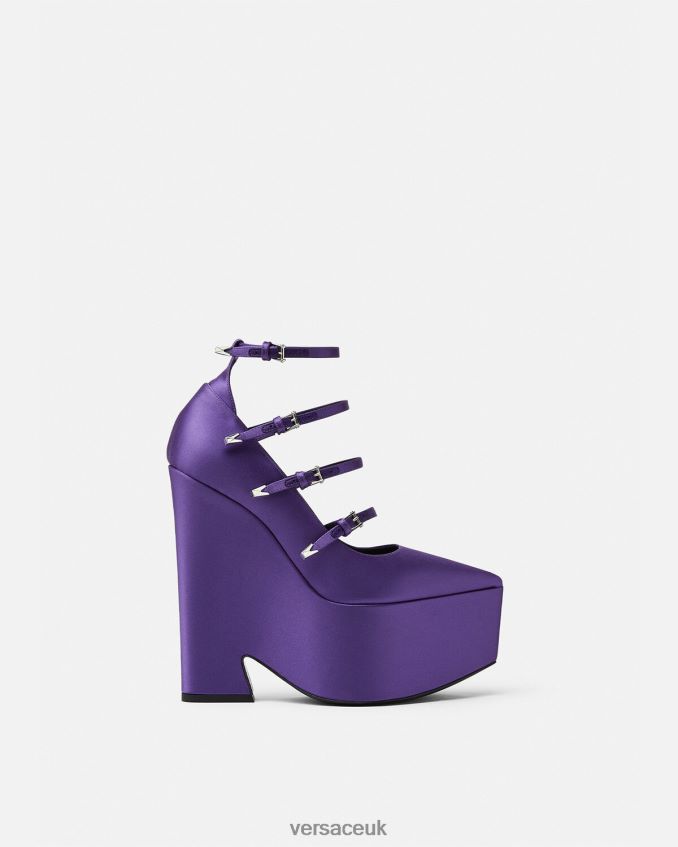 Women Versace Tempest Satin Platform Pumps 6D2D06496 Violet Shoe