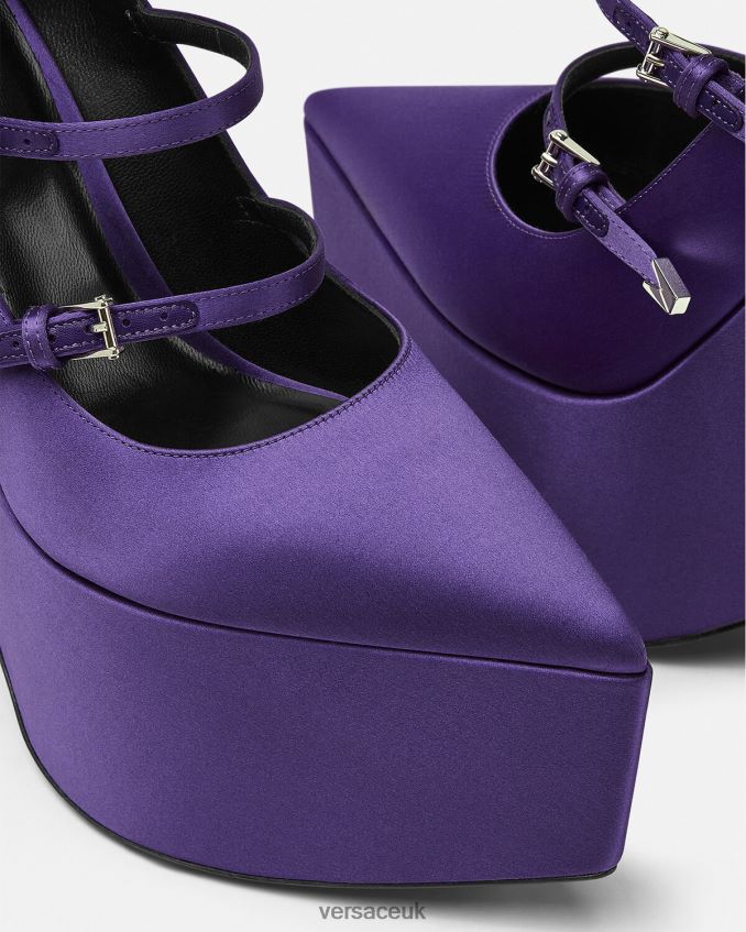 Women Versace Tempest Satin Platform Pumps 6D2D06496 Violet Shoe