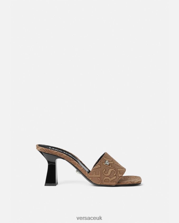 Women Versace Allover Mules 6D2D06441 Brown Shoe