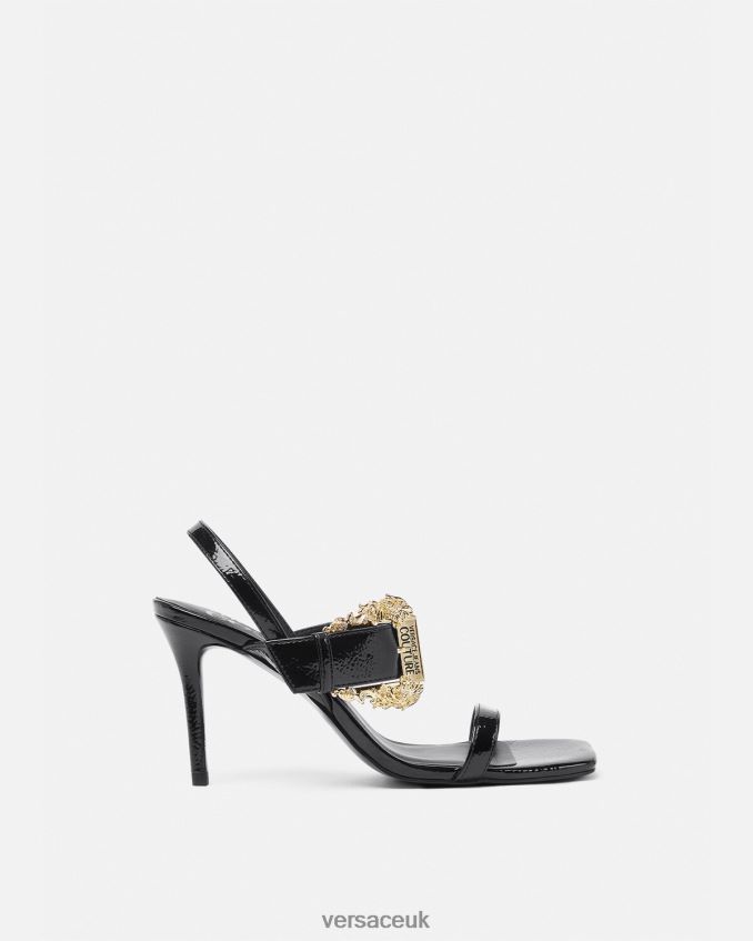 Women Versace Baroque Emily Slingback Sandals 6D2D062257 Black Shoe