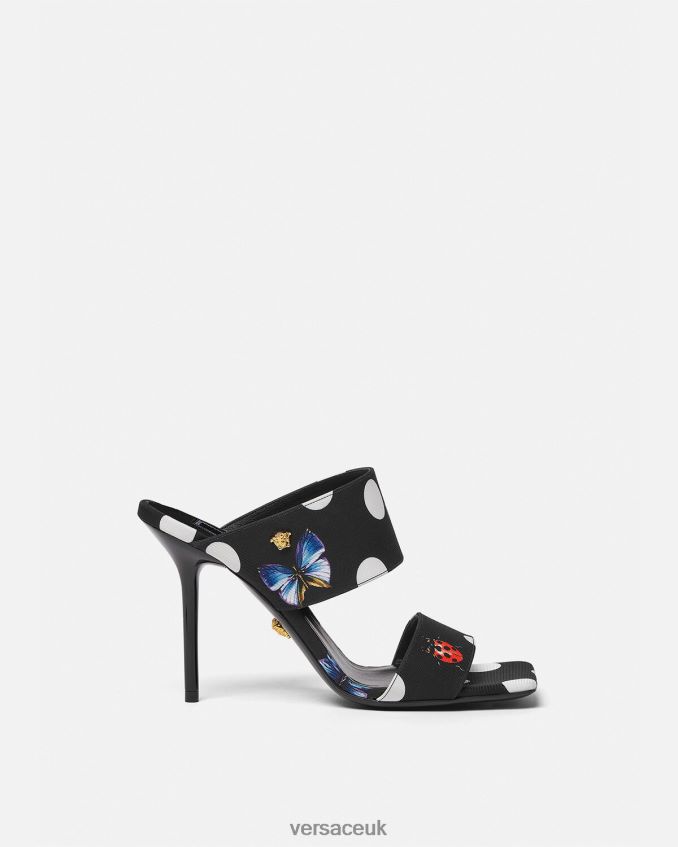 Women Versace Butterflies Canvas High Heel Mules 6D2D06431 Print Shoe