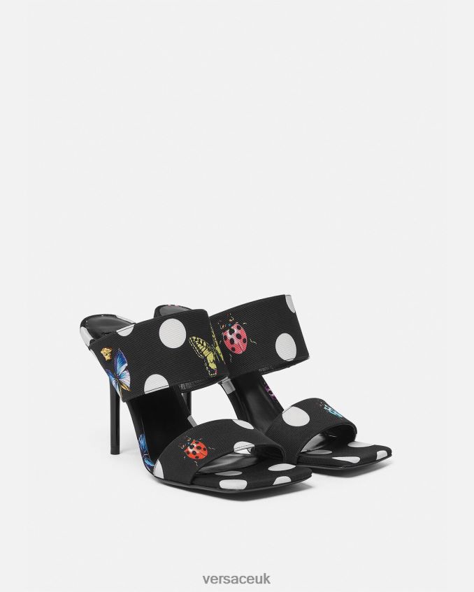 Women Versace Butterflies Canvas High Heel Mules 6D2D06431 Print Shoe