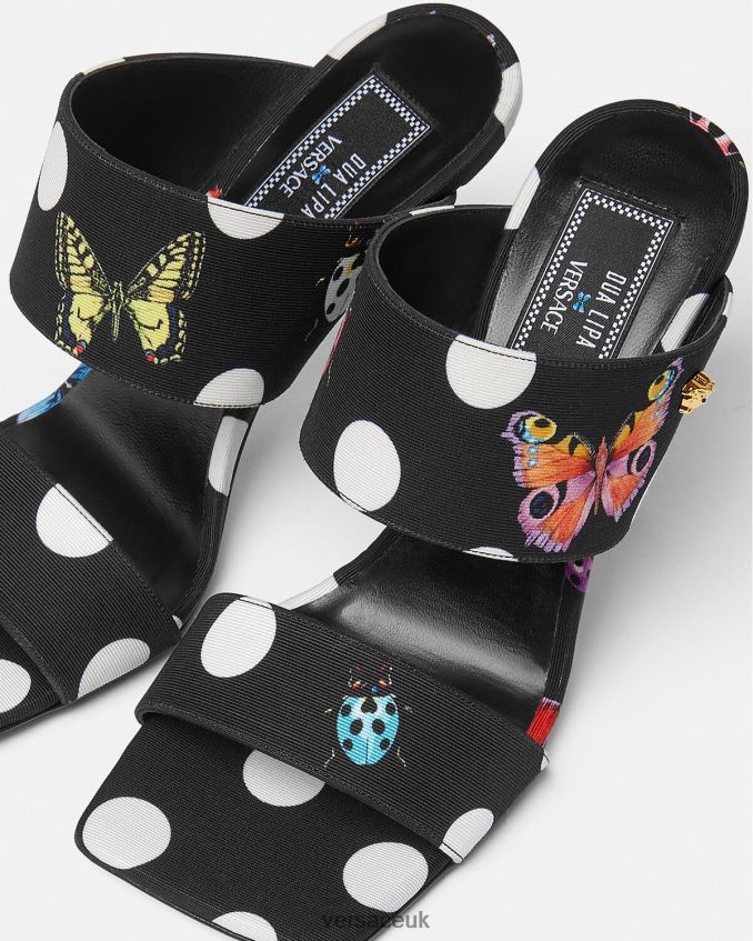 Women Versace Butterflies Canvas High Heel Mules 6D2D06431 Print Shoe
