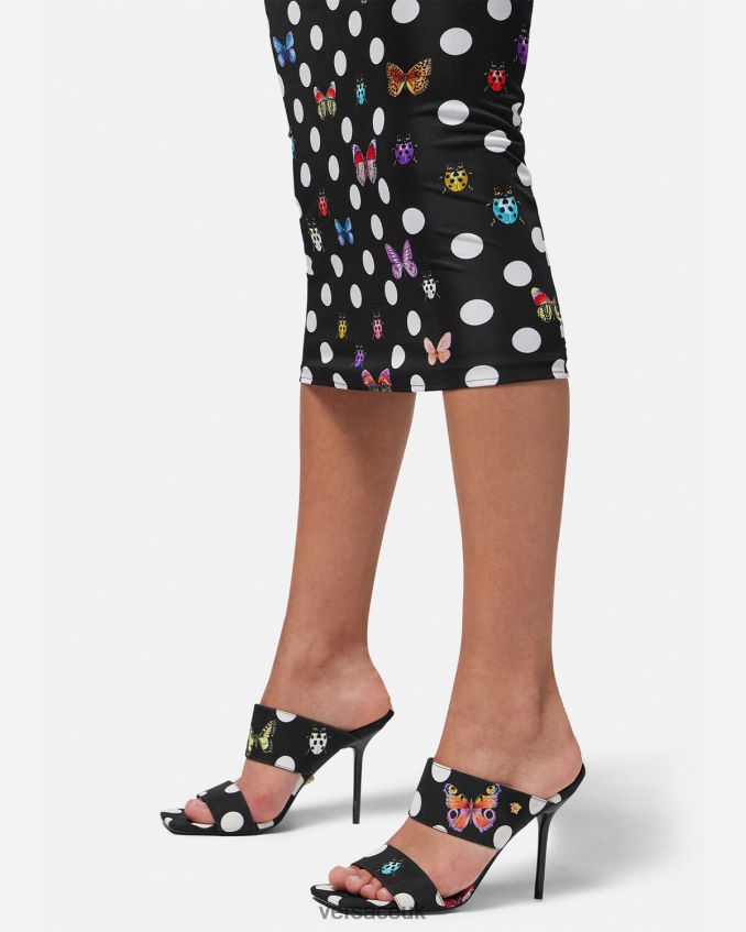 Women Versace Butterflies Canvas High Heel Mules 6D2D06431 Print Shoe