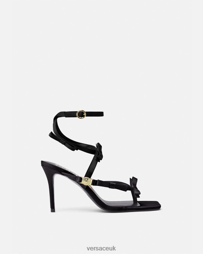 Women Versace Emily Bow Sandals 6D2D062283 Black Shoe