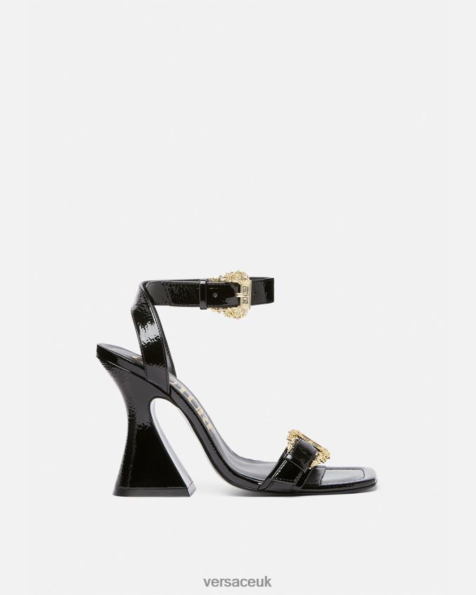 Women Versace Kirsten Baroque Buckle Sandals 6D2D062293 Black Shoe