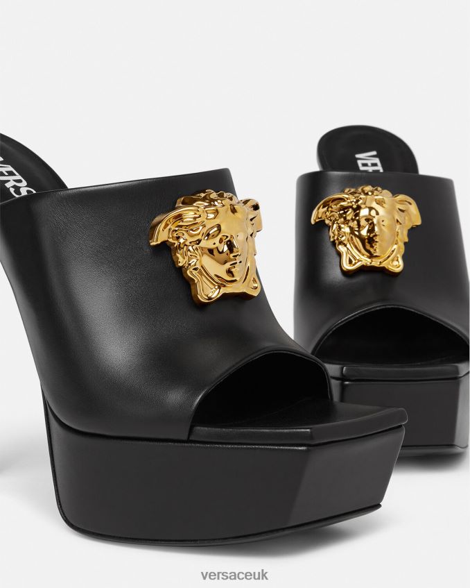 Women Versace La Medusa Platform Mules 6D2D06448 Black Shoe