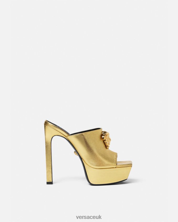Women Versace La Medusa Platform Mules 6D2D06466 Gold Shoe