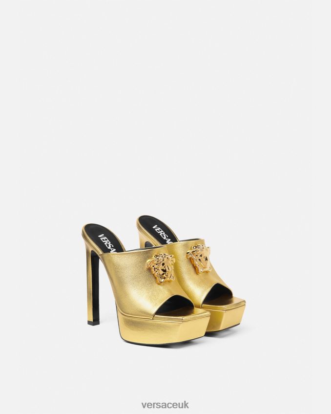 Women Versace La Medusa Platform Mules 6D2D06466 Gold Shoe