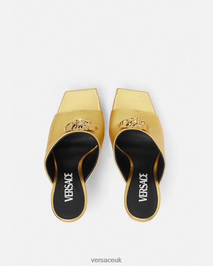 Women Versace La Medusa Platform Mules 6D2D06466 Gold Shoe