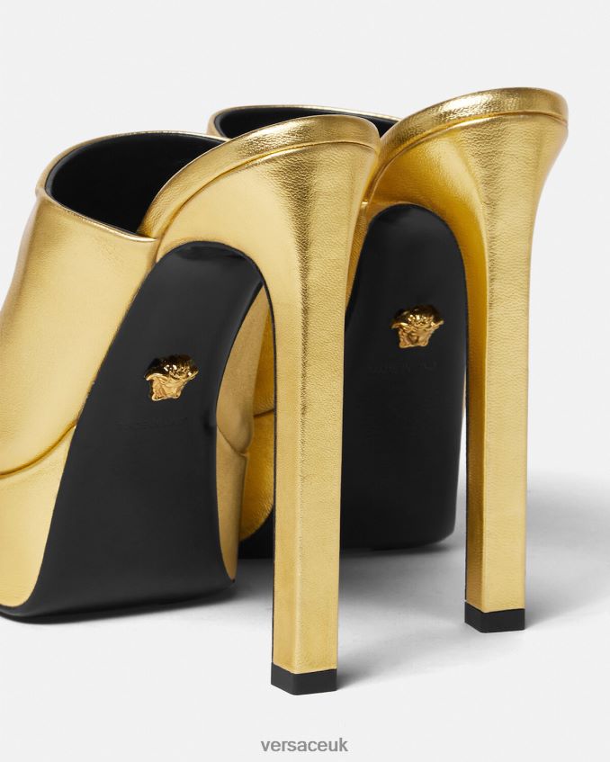 Women Versace La Medusa Platform Mules 6D2D06466 Gold Shoe