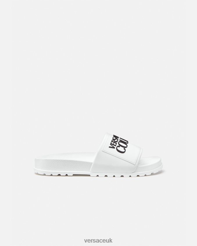 Women Versace Logo Rubber Slides 6D2D062312 White Shoe
