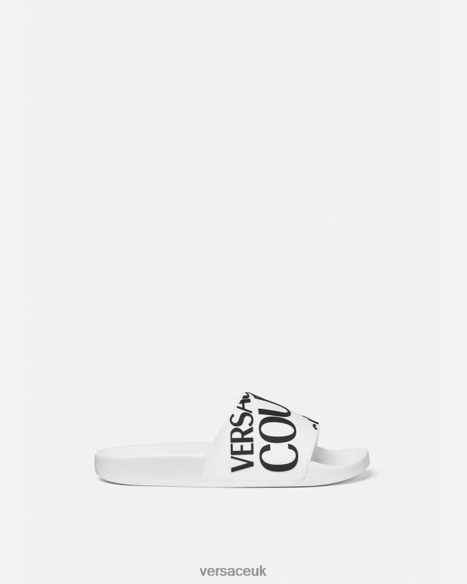 Women Versace Logo Slides 6D2D062261 White Shoe