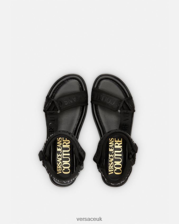Women Versace Mallory Logo Platform Sandals 6D2D062294 Black Shoe