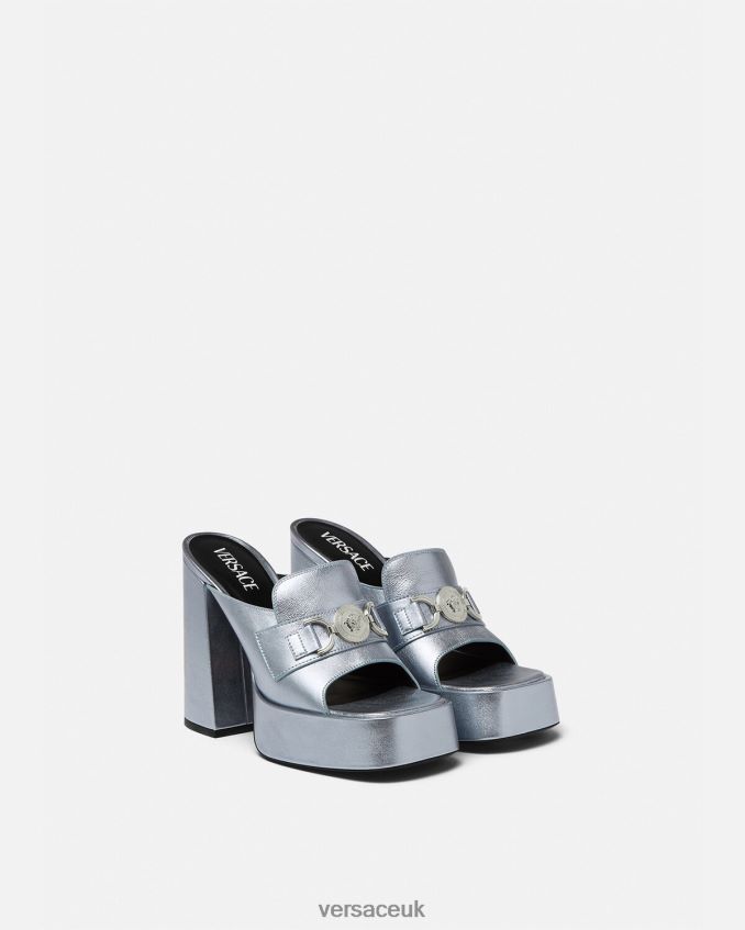 Women Versace Medusa \'95 Platform Mules 6D2D06443 Light Blue Shoe