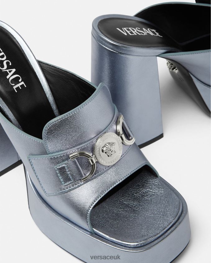 Women Versace Medusa \'95 Platform Mules 6D2D06443 Light Blue Shoe