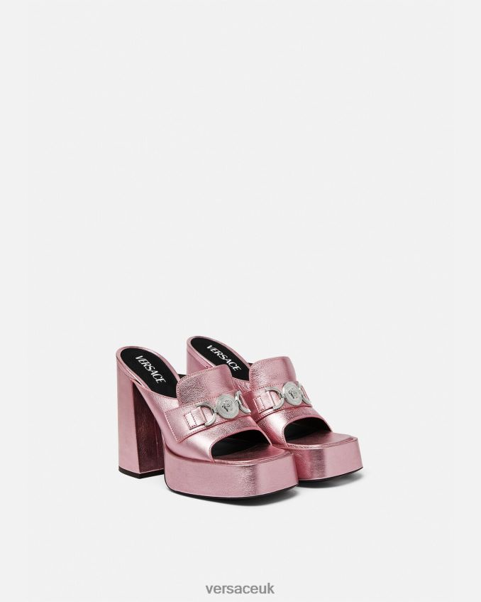 Women Versace Medusa \'95 Platform Mules 6D2D06444 Pink Shoe