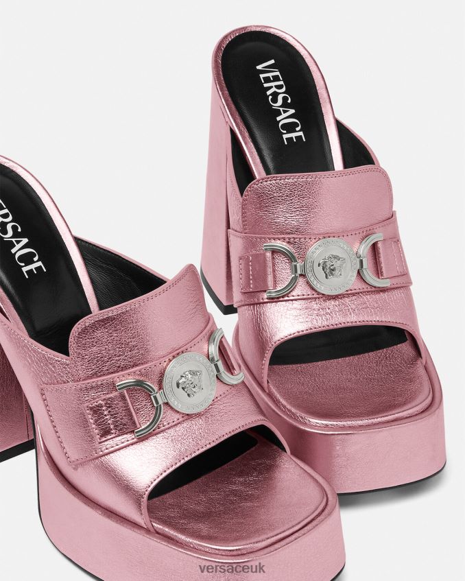 Women Versace Medusa \'95 Platform Mules 6D2D06444 Pink Shoe